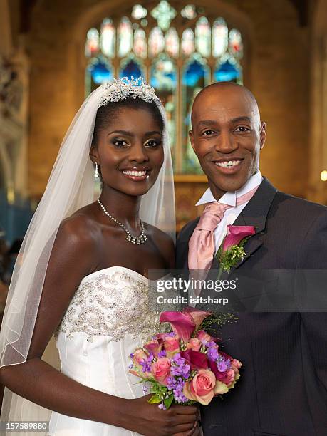 bride and groom - african ethnicity wedding stock pictures, royalty-free photos & images