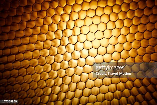 gold yellow honeycomb grid mesh background texture - honeycomb pattern stock pictures, royalty-free photos & images