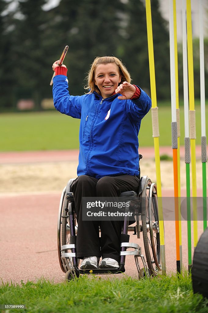 Paraplegic on wheelchair exercising