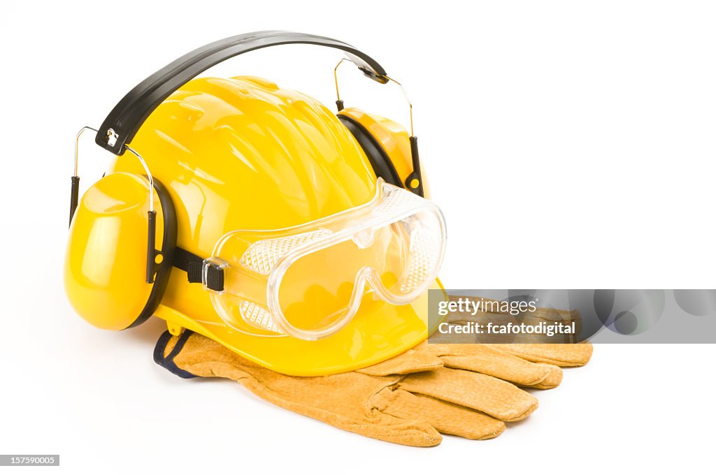 Yellow protective gear for safety worker