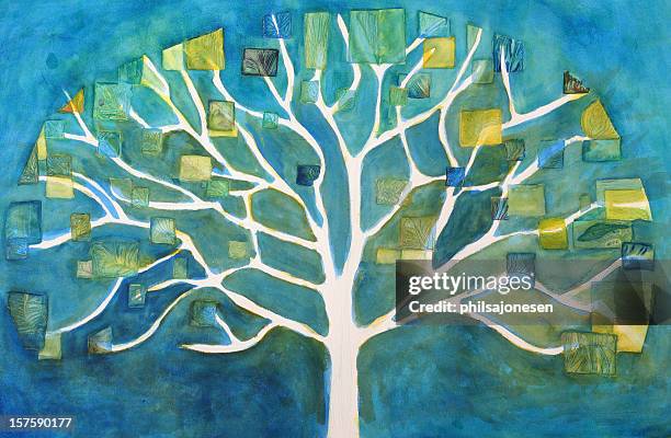 stockillustraties, clipart, cartoons en iconen met tree painting - schone kunsten