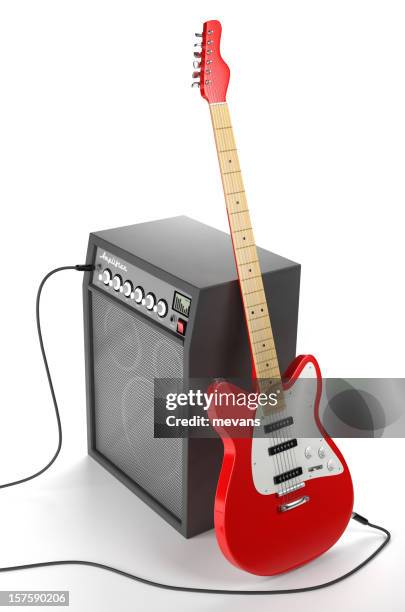 amplifier and electric guitar - versterker stockfoto's en -beelden
