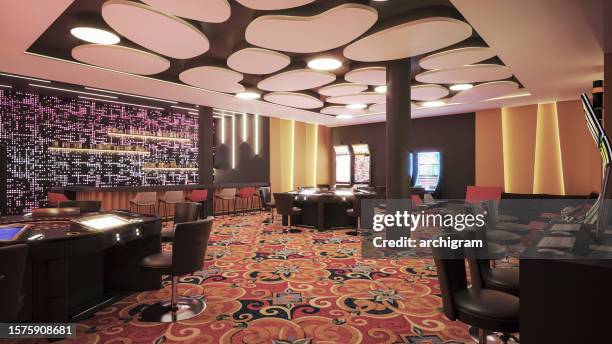 casino. design d’intérieur. image générée par ordinateur. visualisation architecturale. rendu 3d. photo d’archives - casino interior photos et images de collection
