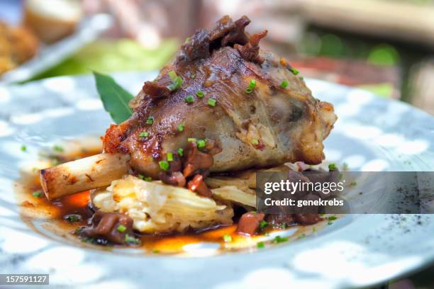 gigot d'agneau as served in provence, france - leg of lamb stock pictures, royalty-free photos & images