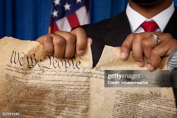 destroying the bill of rights - constitution ripped stock pictures, royalty-free photos & images