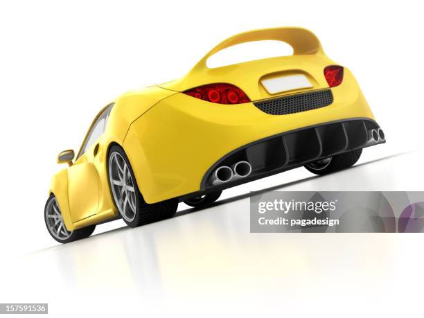 yellow supercar - supercar rear view stock pictures, royalty-free photos & images
