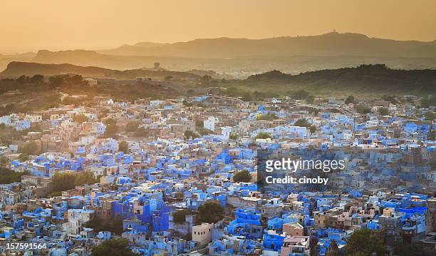 azul cidade-jodhpur - jodhpur imagens e fotografias de stock