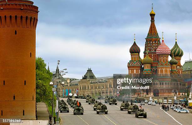 military parade in moscow, russia - konflikt bildbanksfoton och bilder