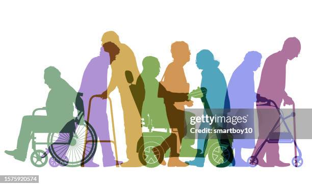elderly people - disability inclusion illustration stock illustrations