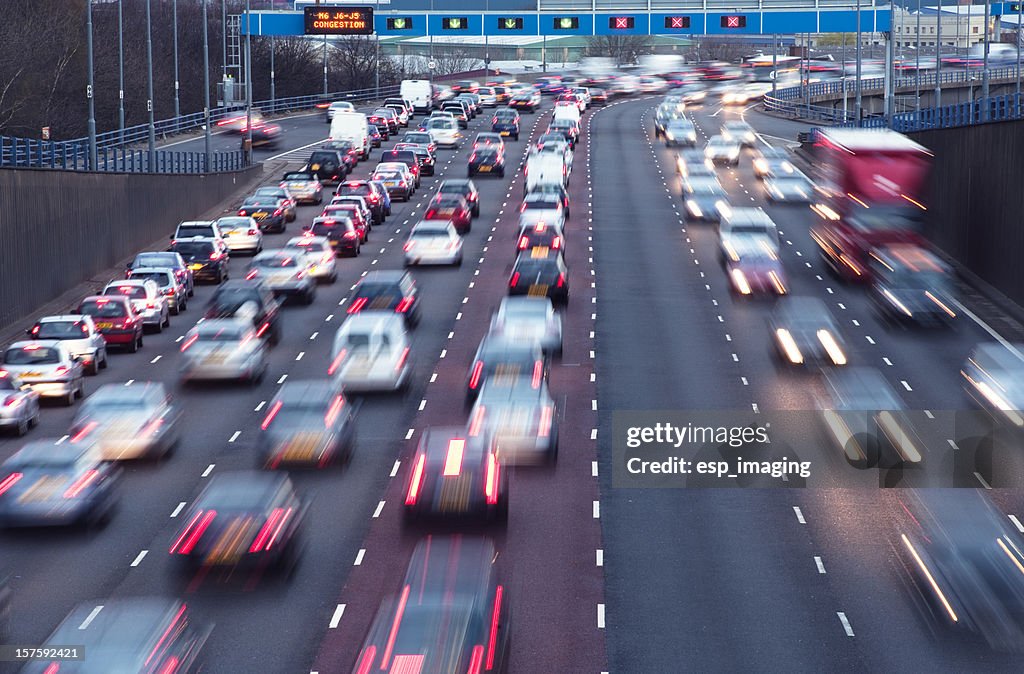 Rush hour on urban motorway Birmingham UK