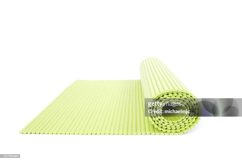 Rolled out yoga mat