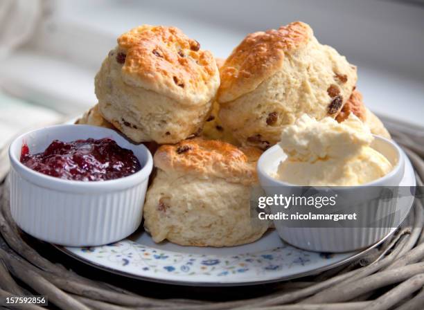 cream tea - scone stock pictures, royalty-free photos & images