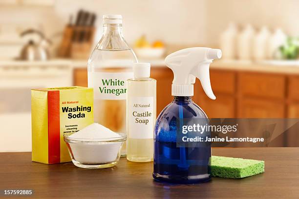 eco-friendly kitchen cleaner - white vinegar stock pictures, royalty-free photos & images