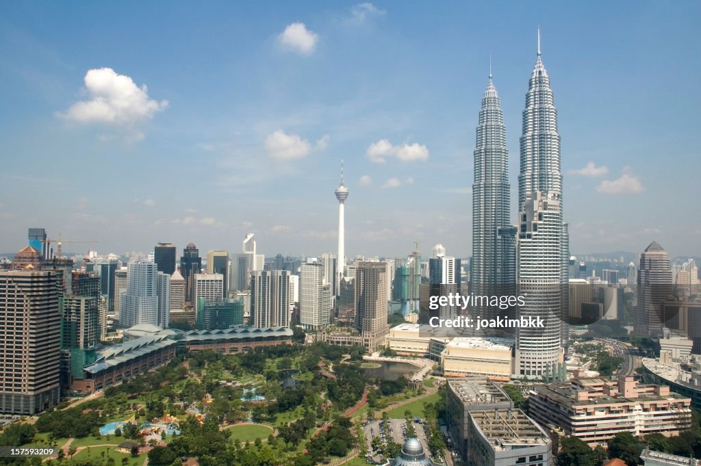 Kuala Lumpur skyline with Petronas Towers in Malaysia