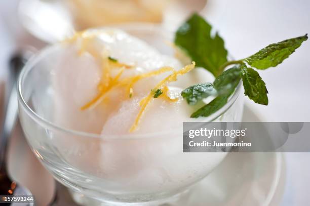italian lemon sorbet - lemon sorbet stock pictures, royalty-free photos & images