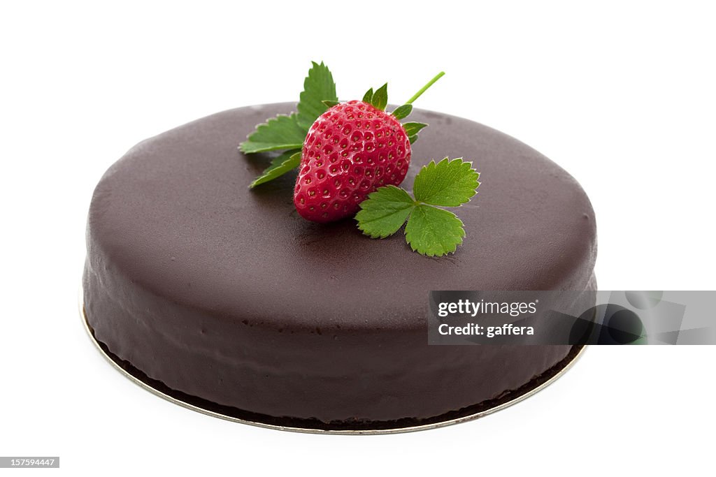 Schokolade Kuchen mit Erdbeeren