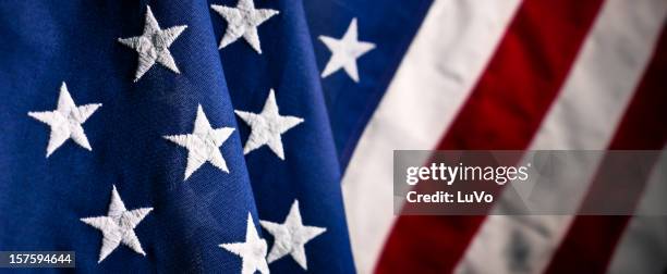 the u s a fabric flag close up - american flags stock pictures, royalty-free photos & images