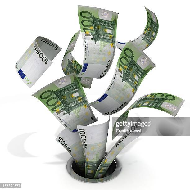 money down the drain - inflation euro stockfoto's en -beelden