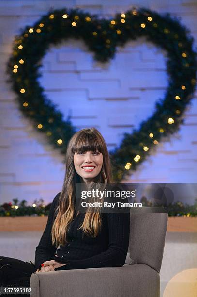 Actress Jessica Biel tapes an interview at "Good Morning America" at the ABC Times Square Studios on December 4, 2012 in New York City.