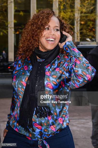 Singer Trecina Atkins-Campbell, of Mary Mary, enter the Sirius XM Studios on December 4, 2012 in New York City.