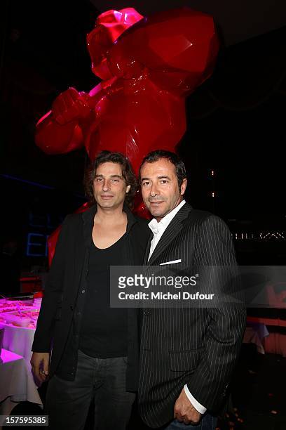 Richard Orlinski and Bernard Monteil attend jeweler Edouard Nahum's 'Maya' collection launch cocktail party at La Gioia on December 4, 2012 in Paris,...