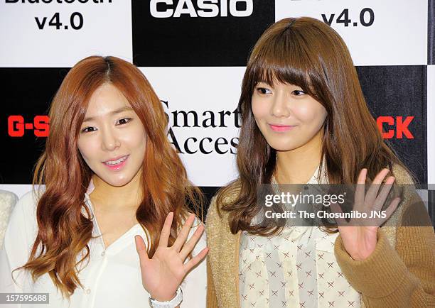 Girls' Generation attend the 'EVOLUTION OF CASIO 2013' event at Novotel Ambassador on December 4, 2012 in Seoul, South Korea.