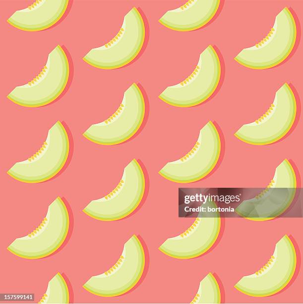seamless honeydew melon pattern - honeydew melon stock illustrations