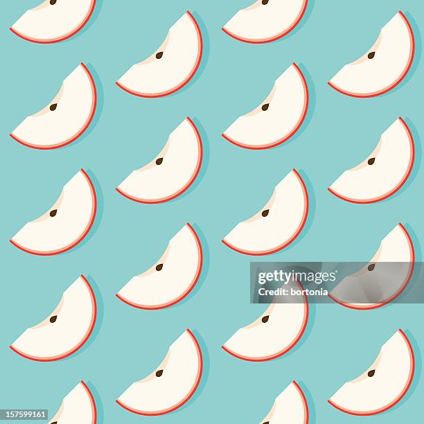 illustrations, cliparts, dessins animés et icônes de tranche de pomme motif sans couture - apple slice