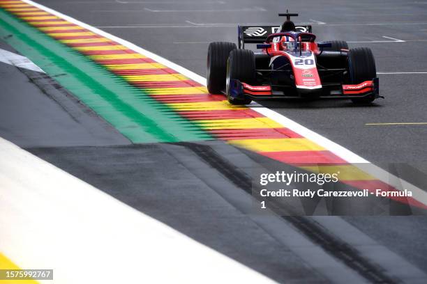 Roman Stanek of Czech Republic and Trident drives on track during practice ahead of Round 11:Spa-Francorchamps of the Formula 2 Championship at...