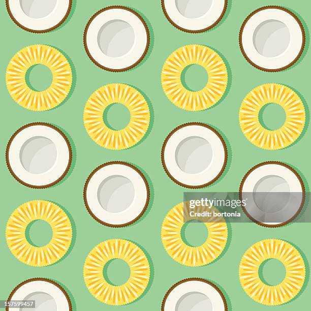 pineapple coconut seamless pattern - pineapple stock illustrations
