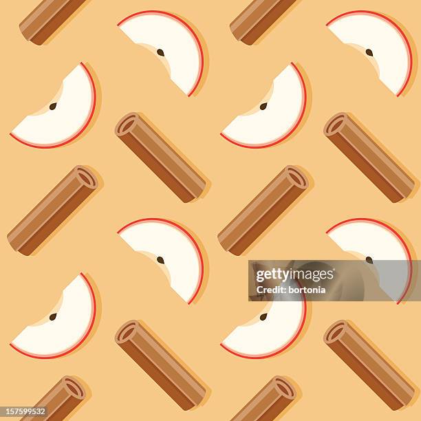 apple cinnamon seamless pattern - cinnamon stock illustrations