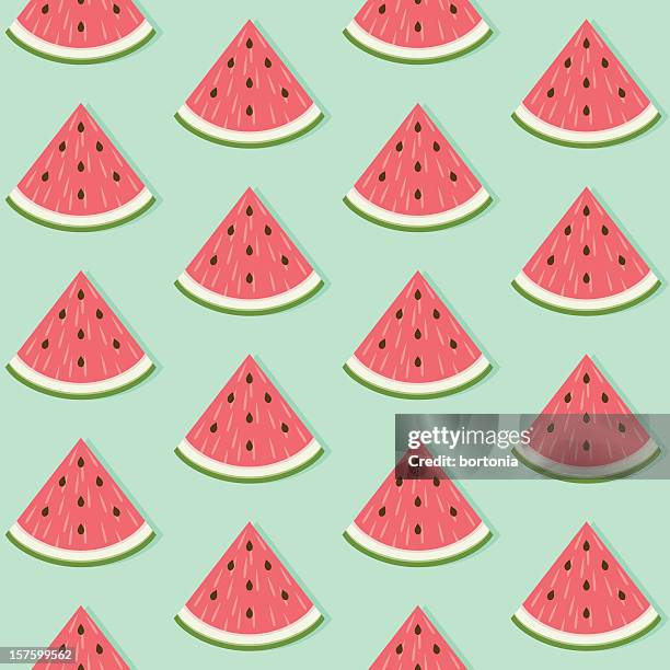 seamless watermelon slice pattern - watermelon stock illustrations