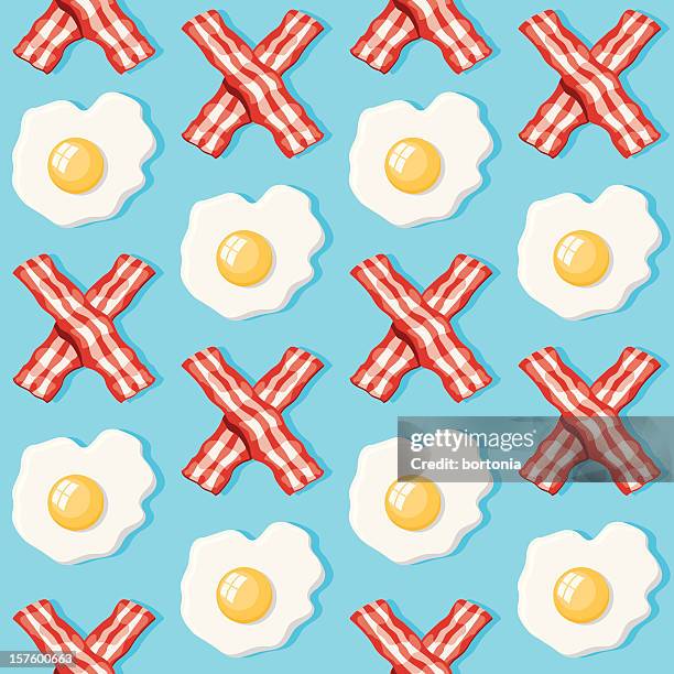 bacon and eggs seamless pattern - bacon stock illustrations