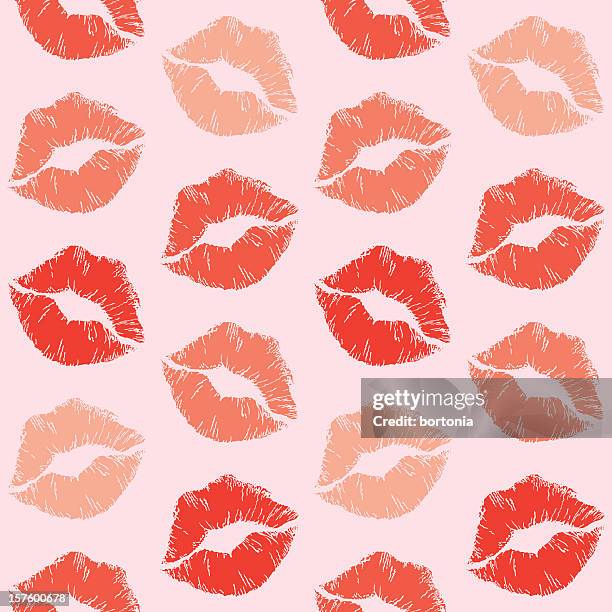 stockillustraties, clipart, cartoons en iconen met lipstick print pattern seamless - lippenstift afdruk