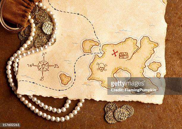 pirate treasure map. full frame, horizontal. - x marks the spot stock pictures, royalty-free photos & images