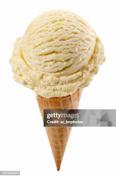 vanilla ice cream cone(clipping path) - vanilla ice cream stock pictures, royalty-free photos & images