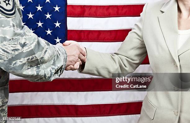 american military and civilian handshake - resident stock pictures, royalty-free photos & images