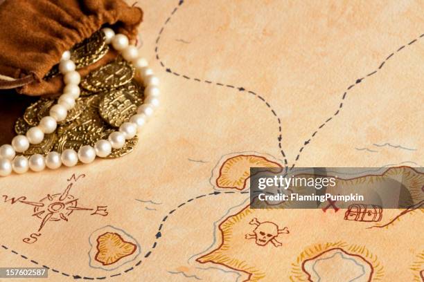 pirate treasure map. selective focus, full frame. - x marks the spot stock pictures, royalty-free photos & images