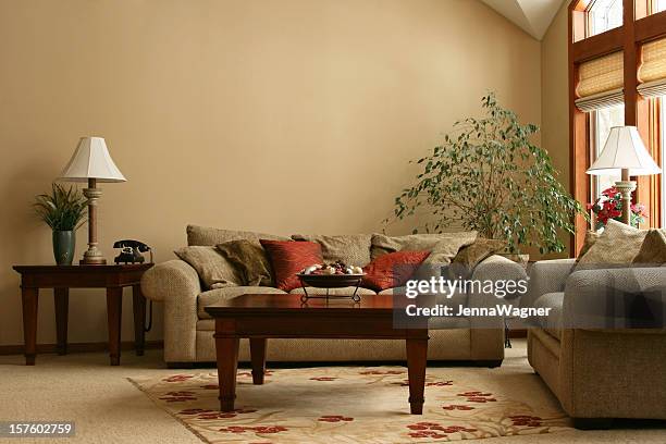cozy living room - beige interior stock pictures, royalty-free photos & images