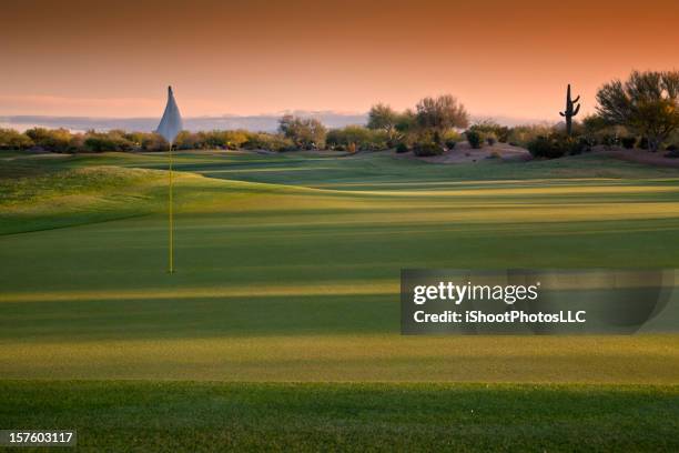 arizona golf course at sunrise - scottsdale arizona stock pictures, royalty-free photos & images