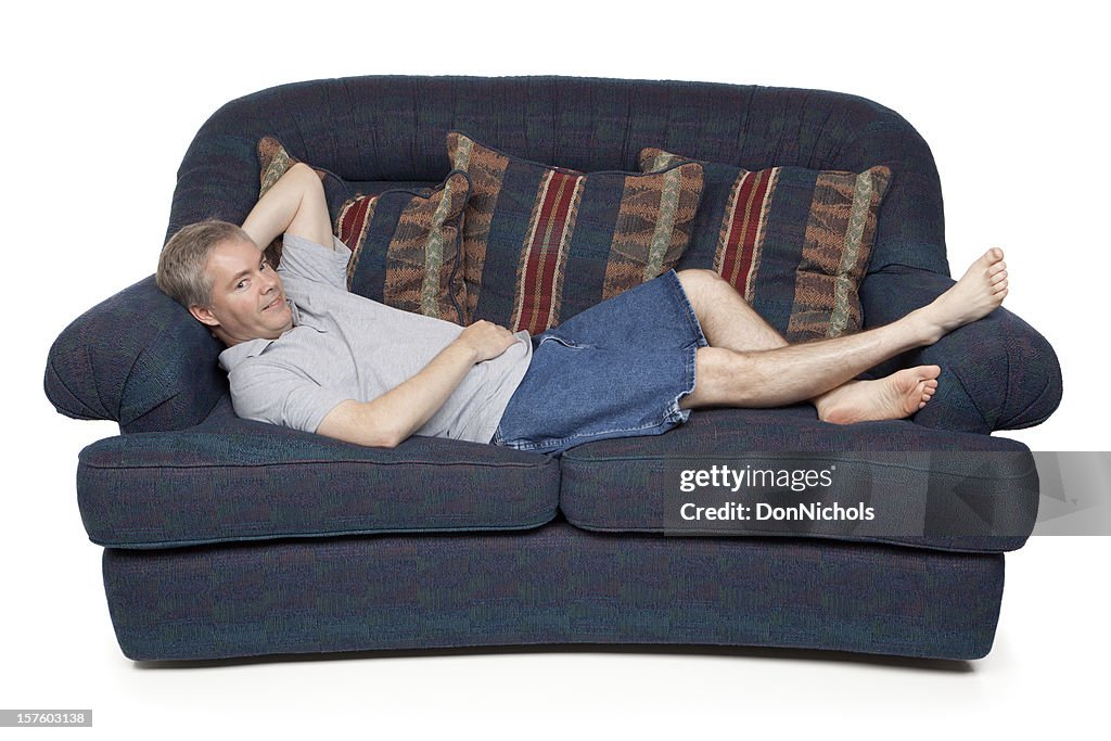 Man Relaxing on a Sofa