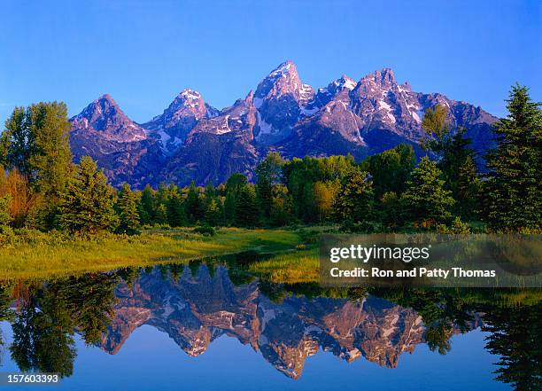 dawn auf der grand teton national park - grand teton stock-fotos und bilder