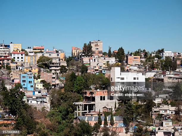 mexico city residential expansion - mexico slums stock pictures, royalty-free photos & images