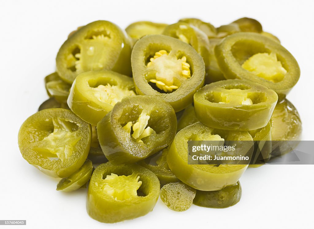Haufen von Scheiben Jalapeno-Paprika
