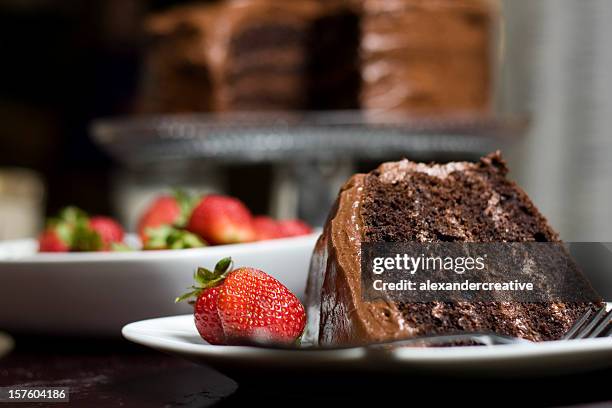 chocolate layer cake - chocoladetaart stockfoto's en -beelden