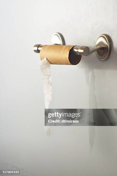 empty toilet paper roll - toilet paper stock pictures, royalty-free photos & images