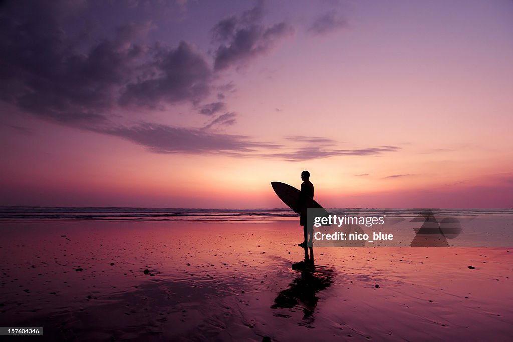 Surfer at sunset