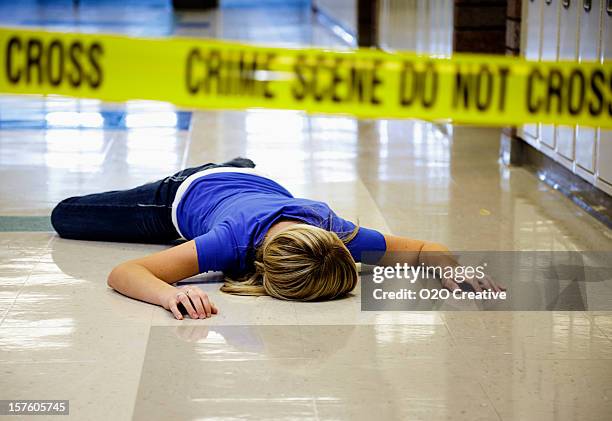 school crime scene - murder victim stock pictures, royalty-free photos & images