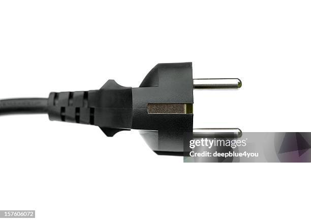 black electric plug - isolated on white - electrical plug stock pictures, royalty-free photos & images