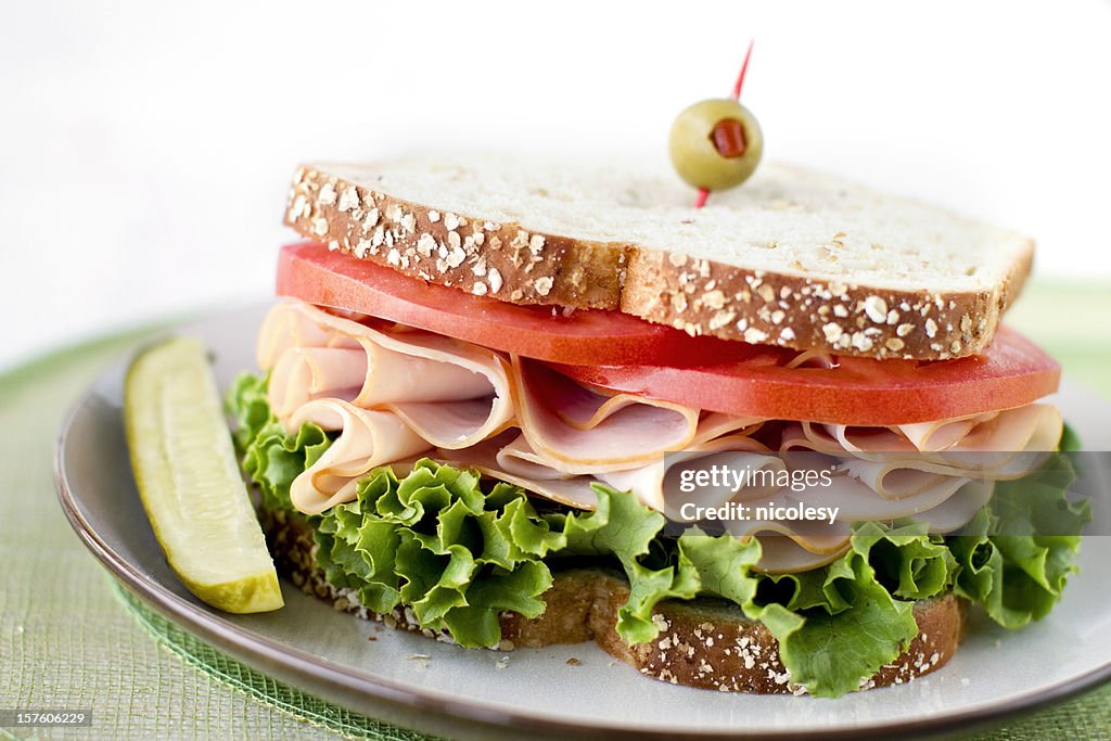 Gesunder Truthahn-Sandwich auf Weizen-Brot